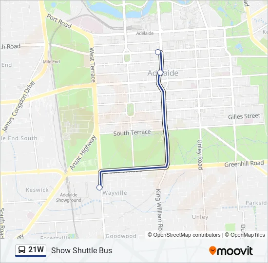 21W Bus Line Map