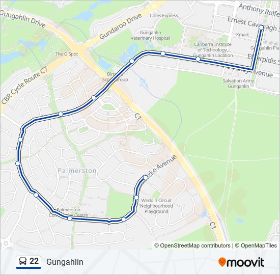 22 bus Line Map