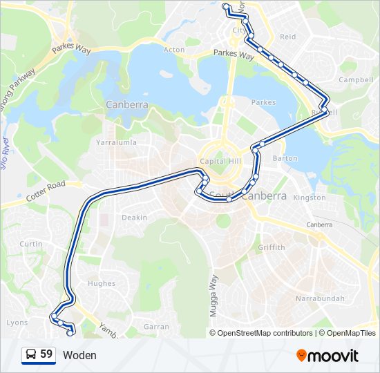 59 Route: Schedules, Stops & Maps - Woden (Updated)