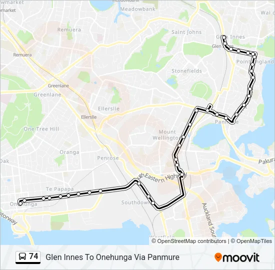 74 Bus Line Map