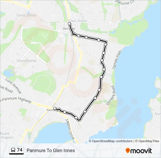74 Bus Line Map