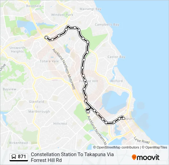 871 Bus Line Map