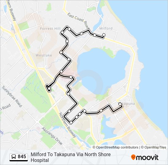 845 Bus Line Map