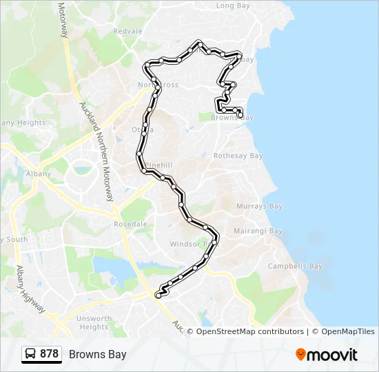 Browns Bay Auckland Map 878 Route: Schedules, Stops & Maps - Browns Bay (Updated)