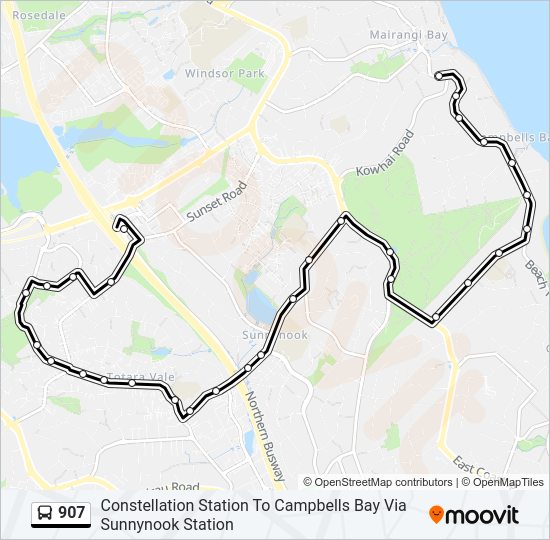 907 bus Line Map