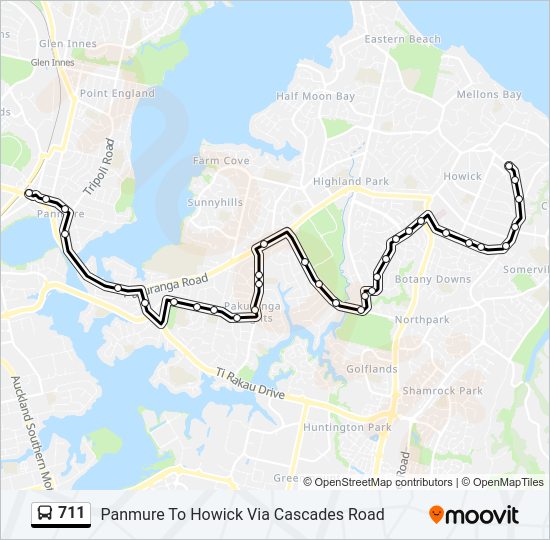 711 bus Line Map