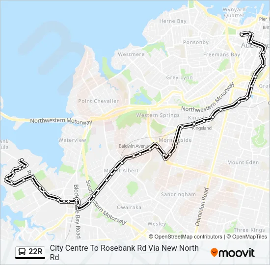 22R Bus Line Map