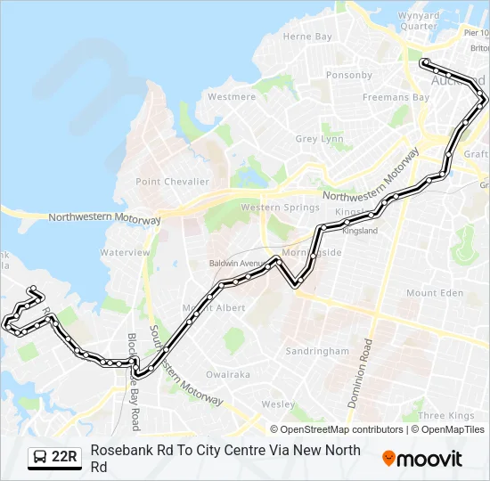 22R Bus Line Map