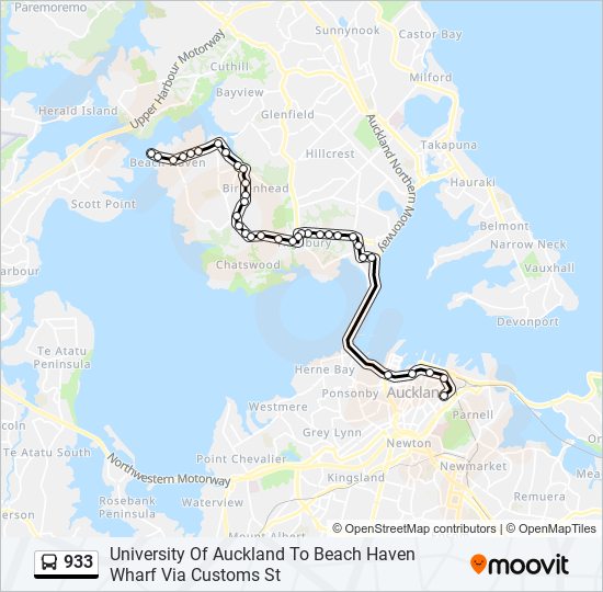 933 bus Line Map