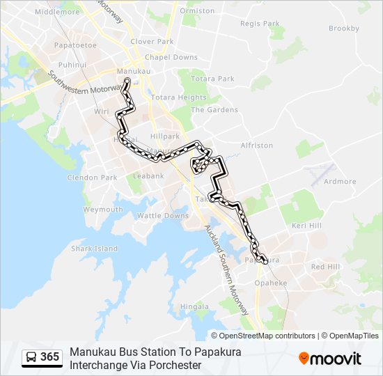 365 bus Line Map