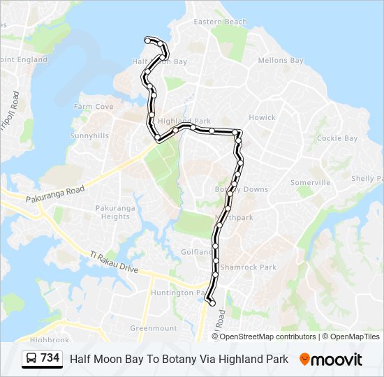 734 bus Line Map