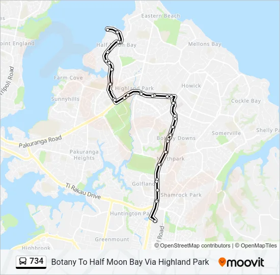 734 Bus Line Map