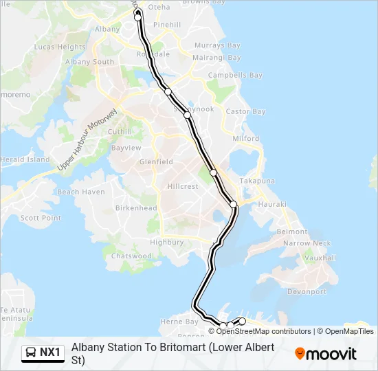 NX1 Bus Line Map