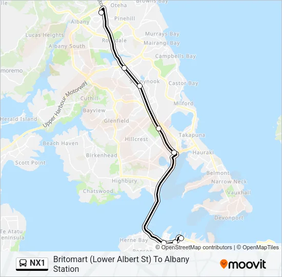 NX1 Bus Line Map
