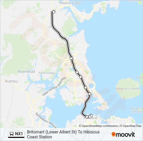 NX1 Bus Line Map