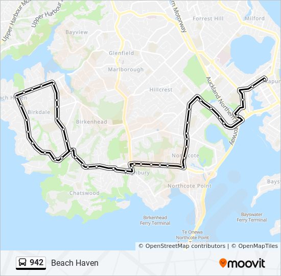 Beach Haven Auckland Map 942 Route: Schedules, Stops & Maps - Beach Haven (Updated)