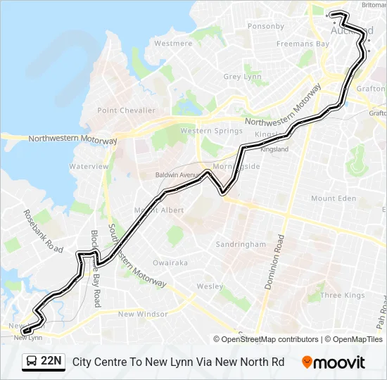 22N Bus Line Map