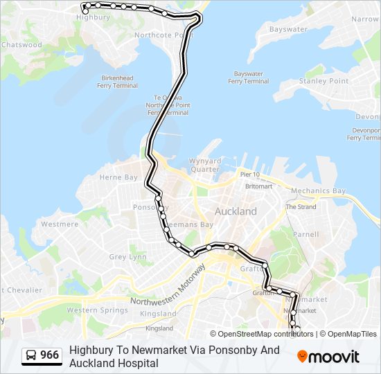 966 Route: Schedules, Stops & Maps - Highbury To Newmarket Via Ponsonby ...