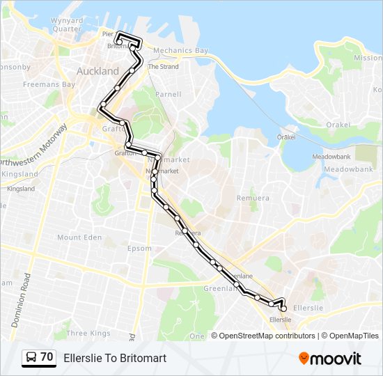 70 Route: Schedules, Stops & Maps - Ellerslie To Britomart (Updated)