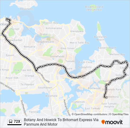 72X bus Line Map