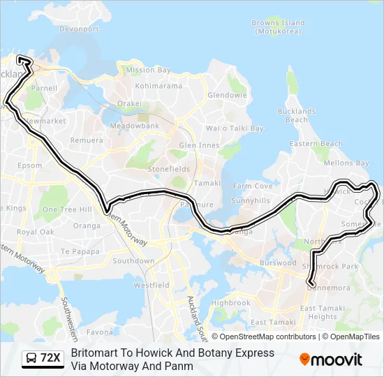 72X Bus Line Map
