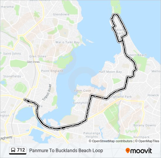 712 Route: Schedules, Stops & Maps - Panmure To Bucklands Beach Loop ...