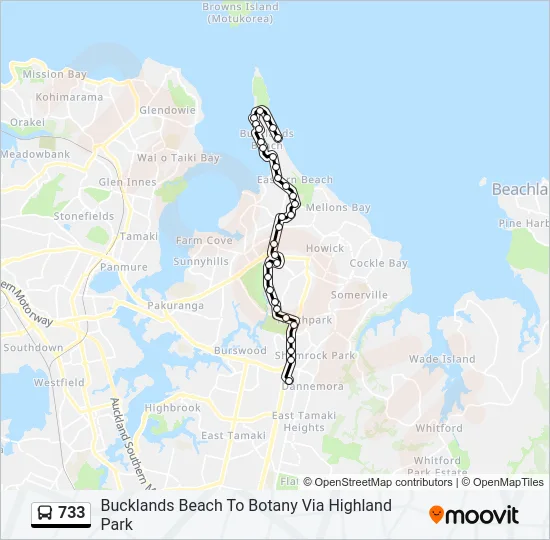 733 Bus Line Map