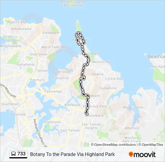 733 Bus Line Map