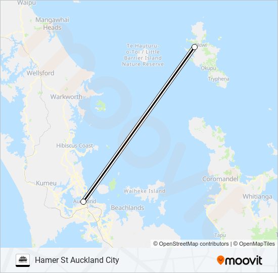 GREAT BARRIER ISLAND FERRY Ferry Line Map