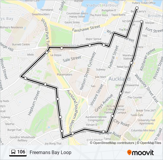 106 bus Line Map