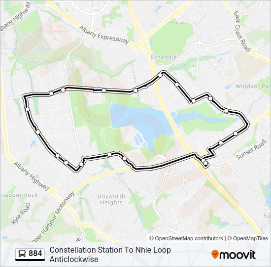 884 Bus Line Map