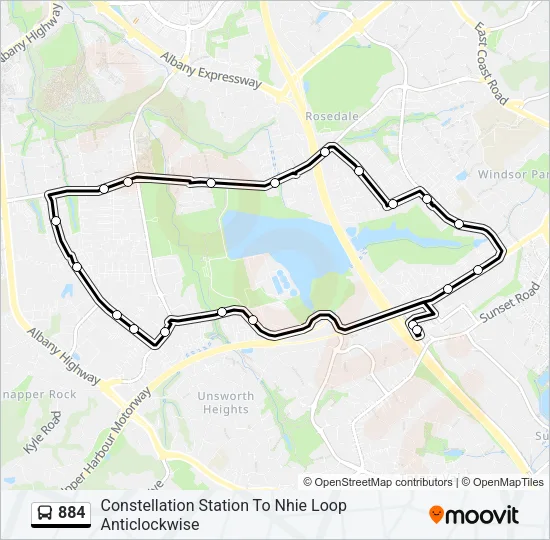 884 Bus Line Map