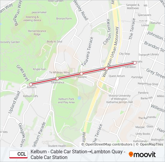 domesticeren Sluimeren Nationaal ccl Route: Schedules, Stops & Maps - Kelburn - Cable Car Station‎→Lambton  Quay - Cable Car Station (Updated)