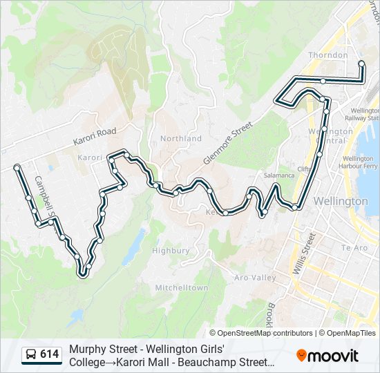 614 bus Line Map