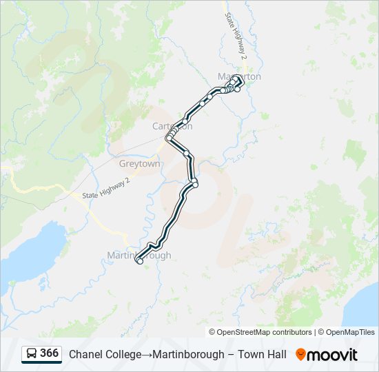 366 Route Schedules, Stops & Maps Chanel College‎→Martinborough