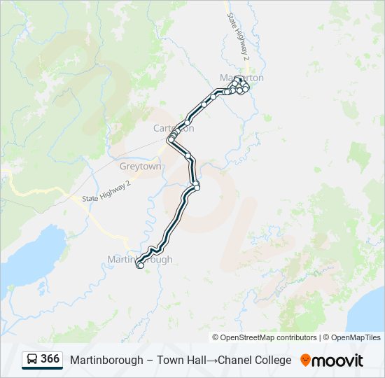 366 bus Line Map