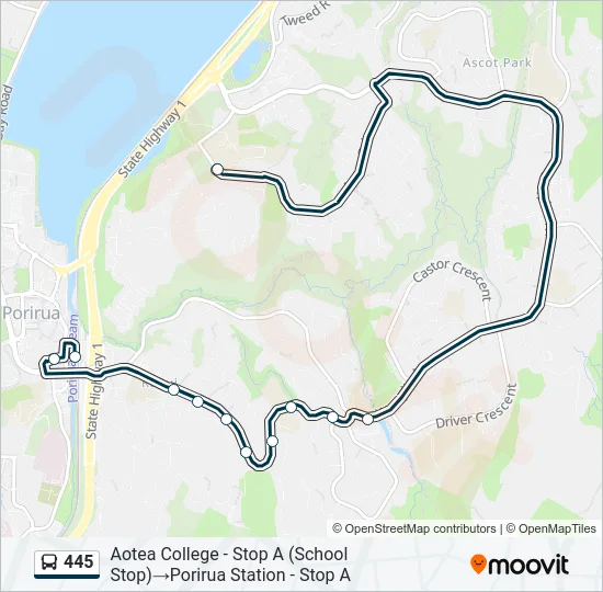 445 Bus Line Map