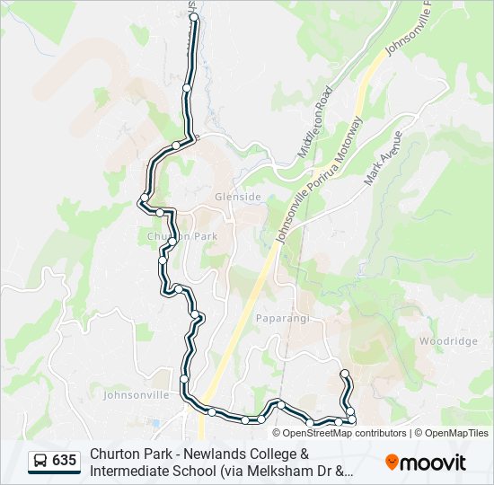 635 bus Line Map