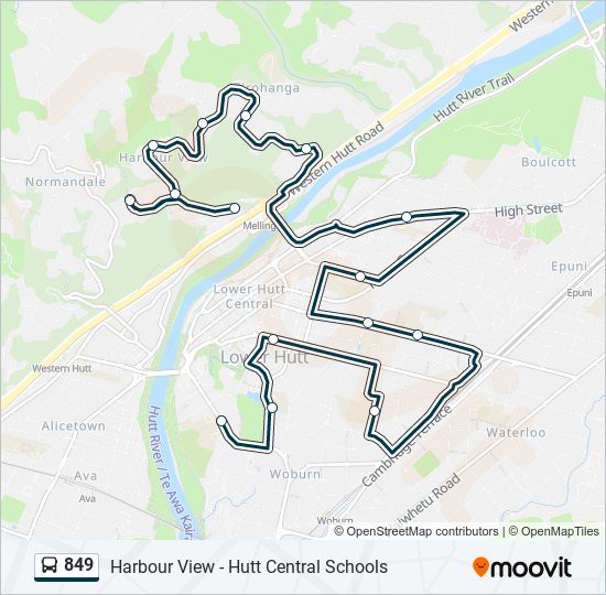 849 bus Line Map