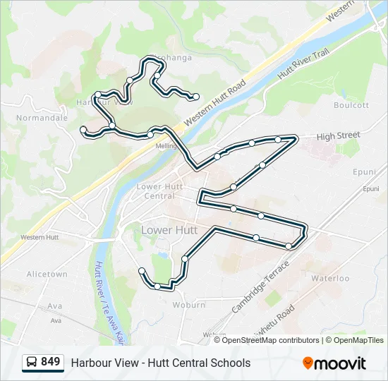 849 Bus Line Map