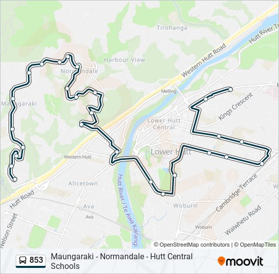 853 bus Line Map