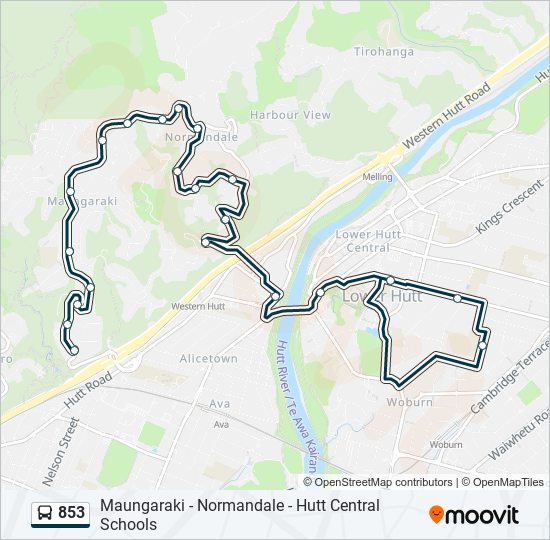 853 bus Line Map