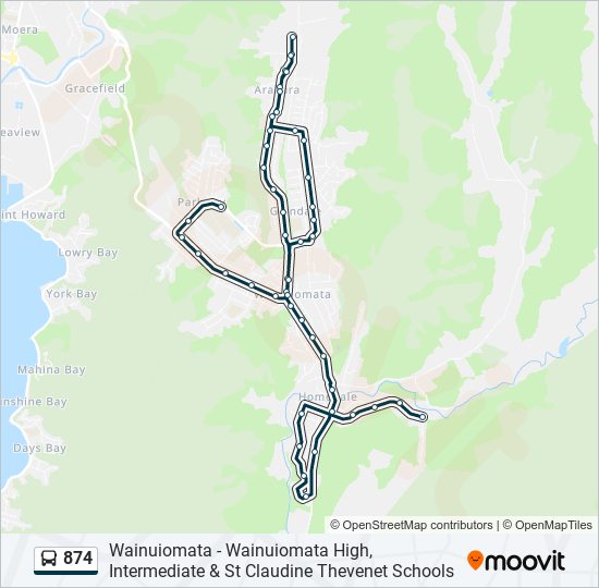 874 bus Line Map