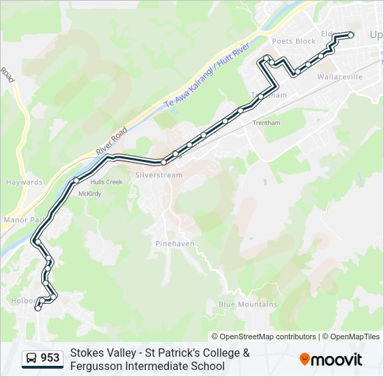 953 bus Line Map