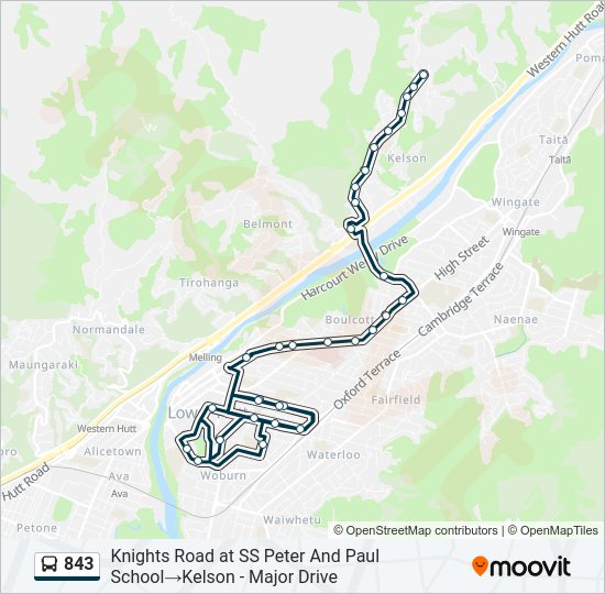 843 bus Line Map