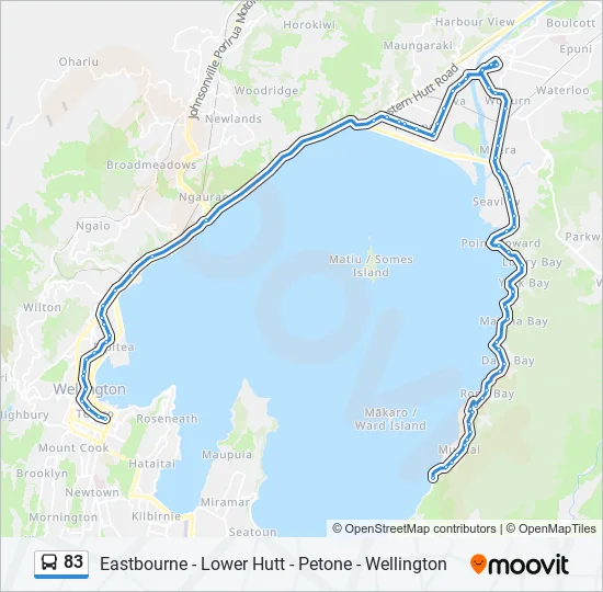 Bus 83 Route Map 83 Route: Schedules, Stops & Maps - Courtenay Place - Stop A‎→Eastbourne  Terminus (Near 497) (Updated)