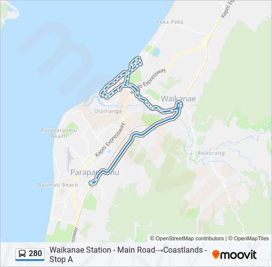 280 bus Line Map