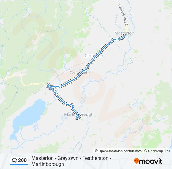 200 Route Schedules, Stops & Maps Martinborough Town Hall‎→