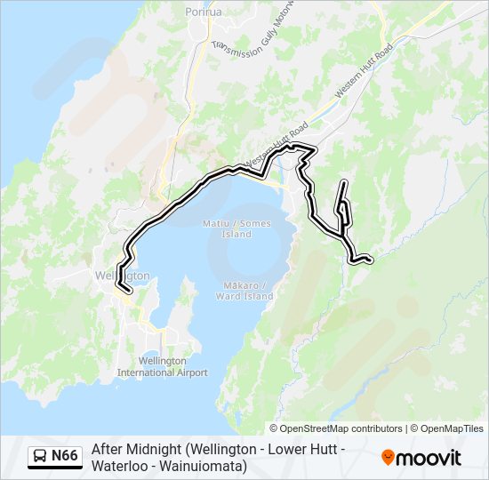 N66 bus Line Map