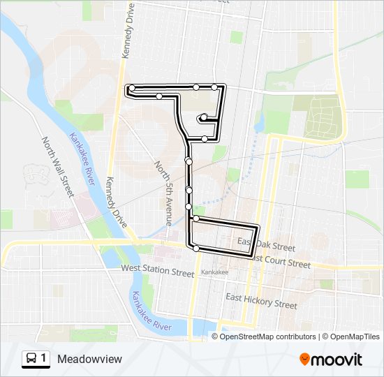 1 bus Line Map